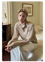 Pallaband™️ Unisex Henley collar sweater  luxury loose pullover twist design American vintage knitwear