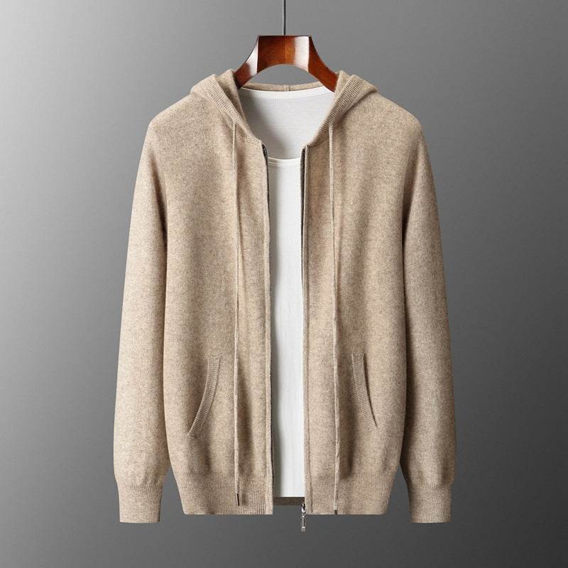 PB ™️ Men's Luxury Grade Hooded Cardigan 100% Pure Fleece Air Layer Thickened Pocket Casual Knitted Sweater Jacket SET