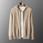 PB ™️ Men's Luxury Grade Hooded Cardigan 100% Pure Fleece Air Layer Thickened Pocket Casual Knitted Sweater Jacket SET