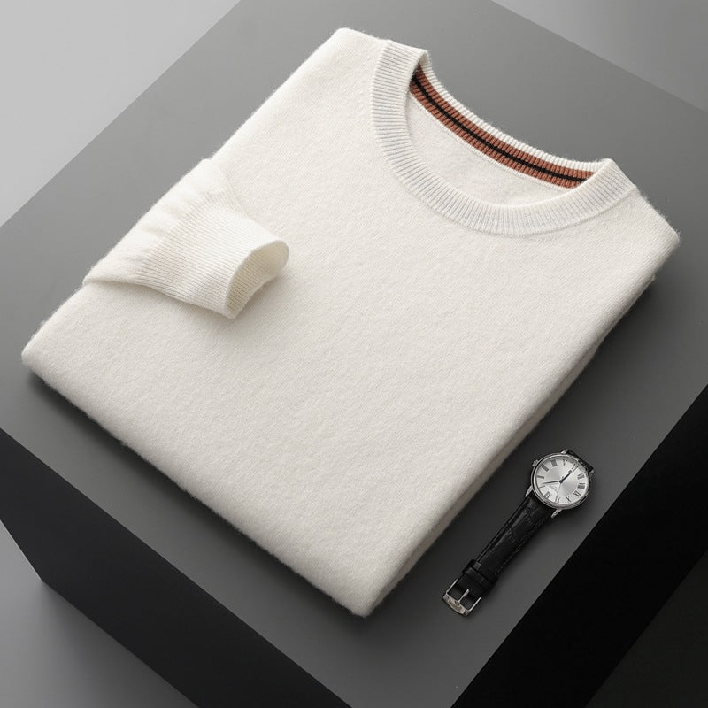 Pallaband ™️ autumn and winter cashmere sweater men's thickened contrasting pullover long-sleeved knitted sweater with warm top inside wool sweater bottoming shirt