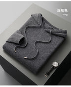 Pallaband ™️ new cashmere sweater men's hooded sweater solid color knitted wool hoodie set
