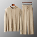 Pallaband ™️ new cashmere sweater men's hooded sweater solid color knitted wool hoodie set