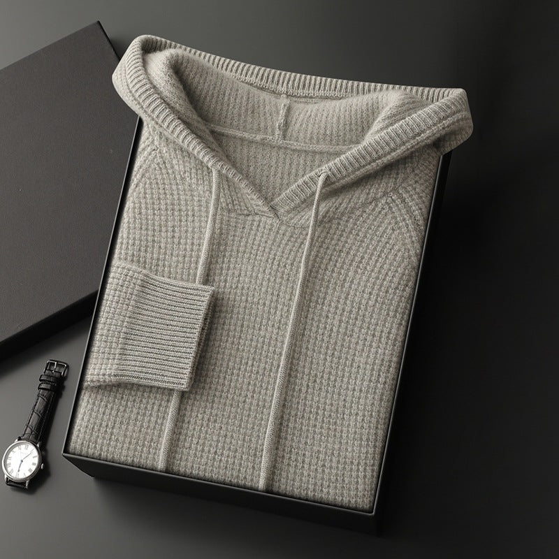 Pallaband ™️ autumn and winter new cross-border hooded knitted cashmere hoodie men's sweater loose pullover sweater casual top