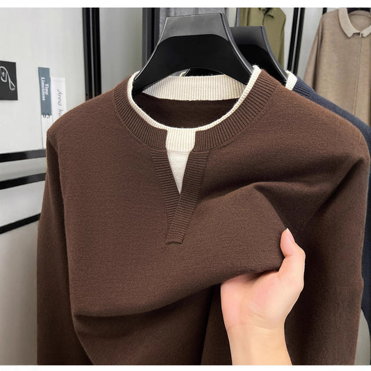 PB cashmere blended fashion long-sleeved knitted sweater