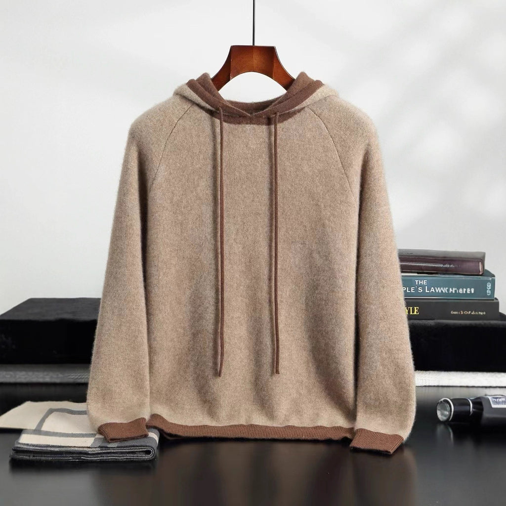 Pallaband ™️ autumn and winter new cross-border personality niche knitted hooded pullover sweater jacket loose casual wear cashmere