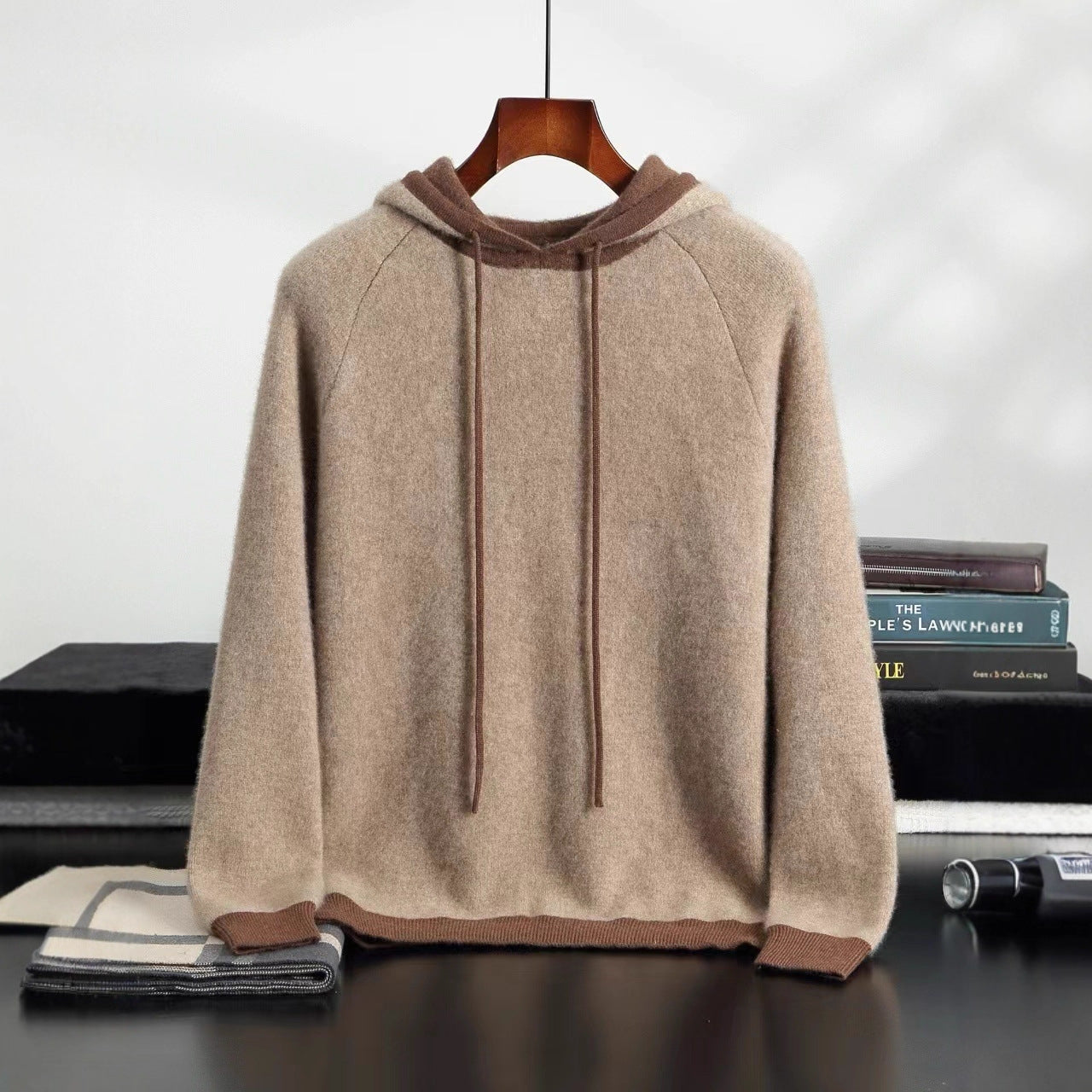 Pallaband ™️ autumn and winter new cross-border personality niche knitted hooded pullover sweater jacket loose casual wear cashmere