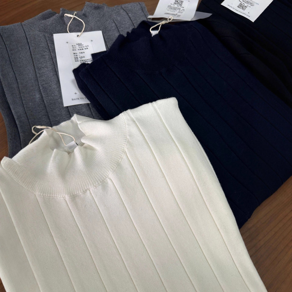 Autumn and winter gentleman slim-fit wool knitted sweater retro Italian long-sleeved semi-turtleneck sweater