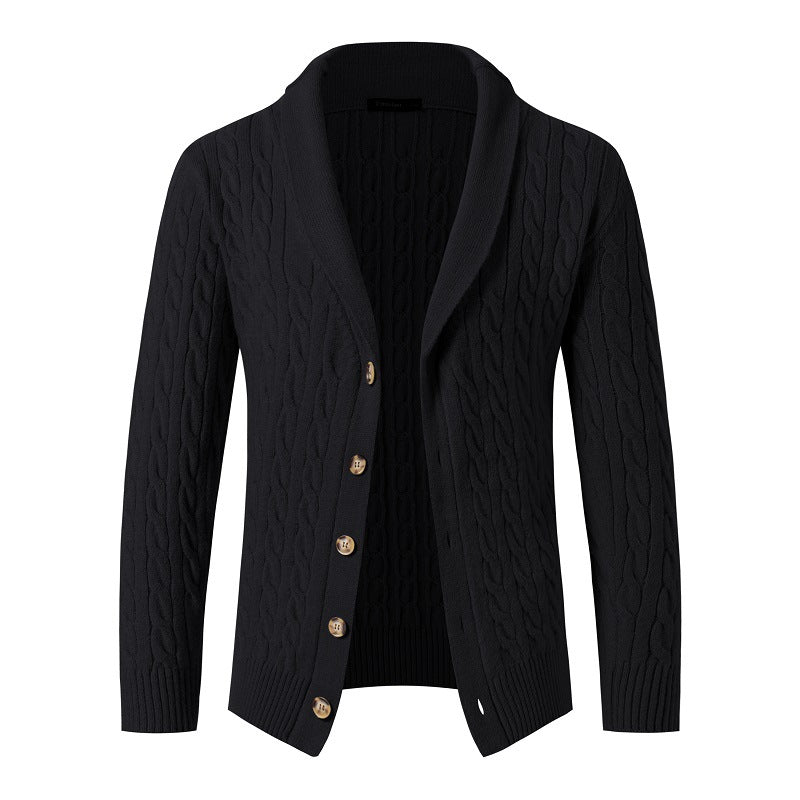 Autumn and winter new twist single-breasted button-down long sleeve thickened cardigan jacket