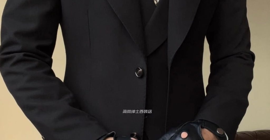 Men's mid-length lapel three-piece suit set