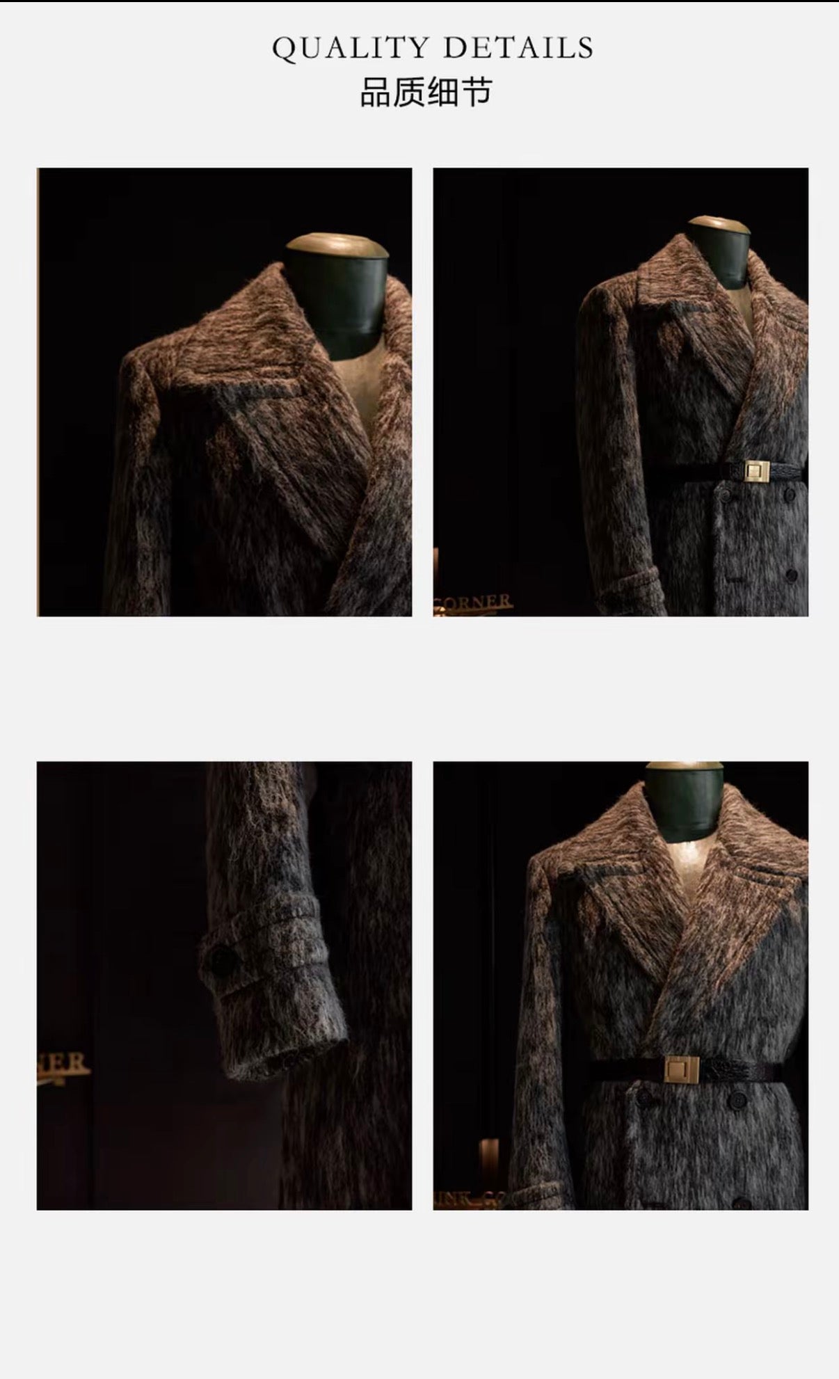 Pallaband™️ 【London Street】 Long-length Alpaca Duster Coat in Smoky Grey with Double Breasted Design