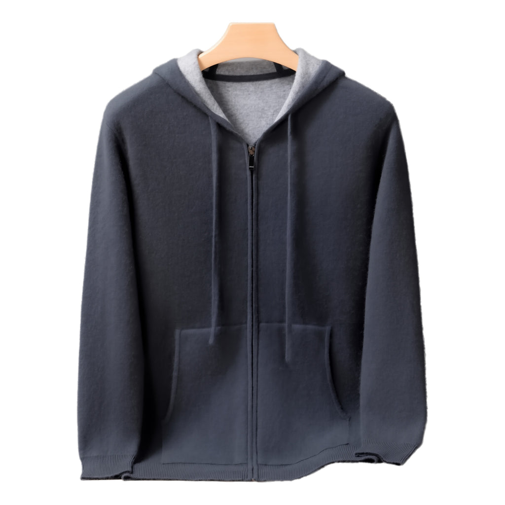 PALLABAND ™️ Albas goat 100% pure cashmere shirt men's air layer thickened hoodie zip sweater jacket