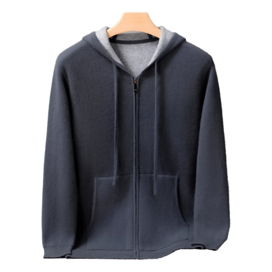 PALLABAND ™️ Albas goat 100% pure cashmere shirt men's air layer thickened hoodie zip sweater jacket