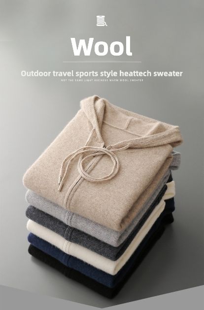 PB ™️ Men's Luxury Grade Hooded Cardigan 100% Pure Fleece Air Layer Thickened Pocket Casual Knitted Sweater Jacket SET