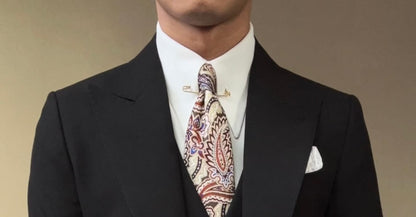 Men's mid-length lapel three-piece suit set