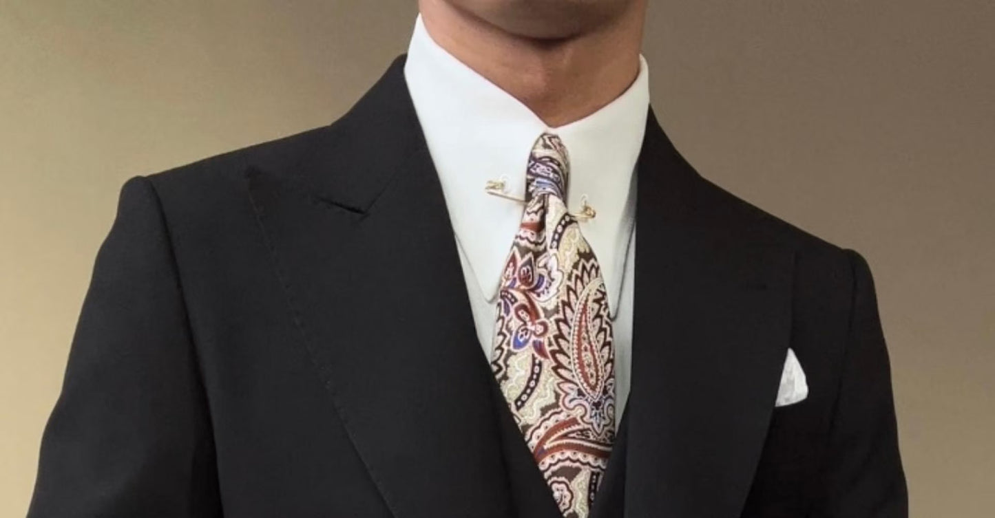 Men's mid-length lapel three-piece suit set