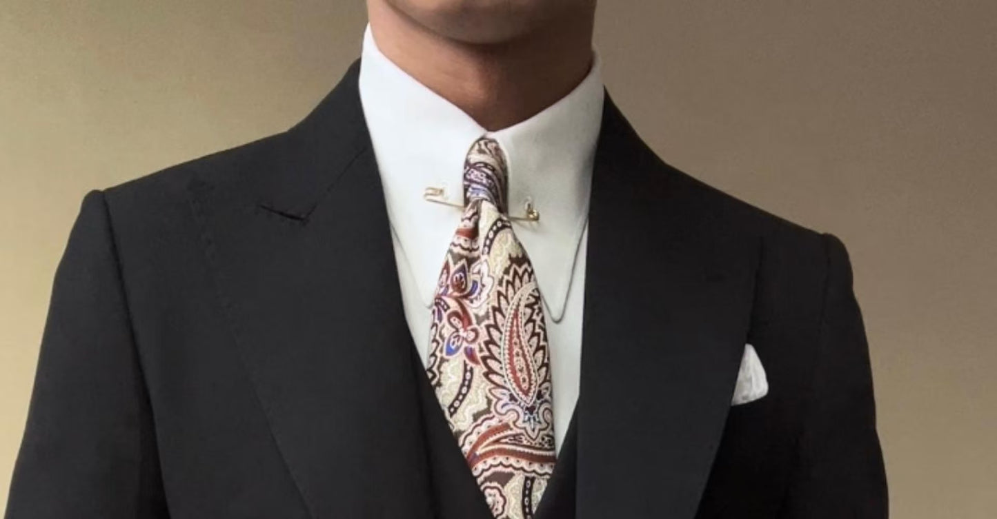 Men's mid-length lapel three-piece suit set