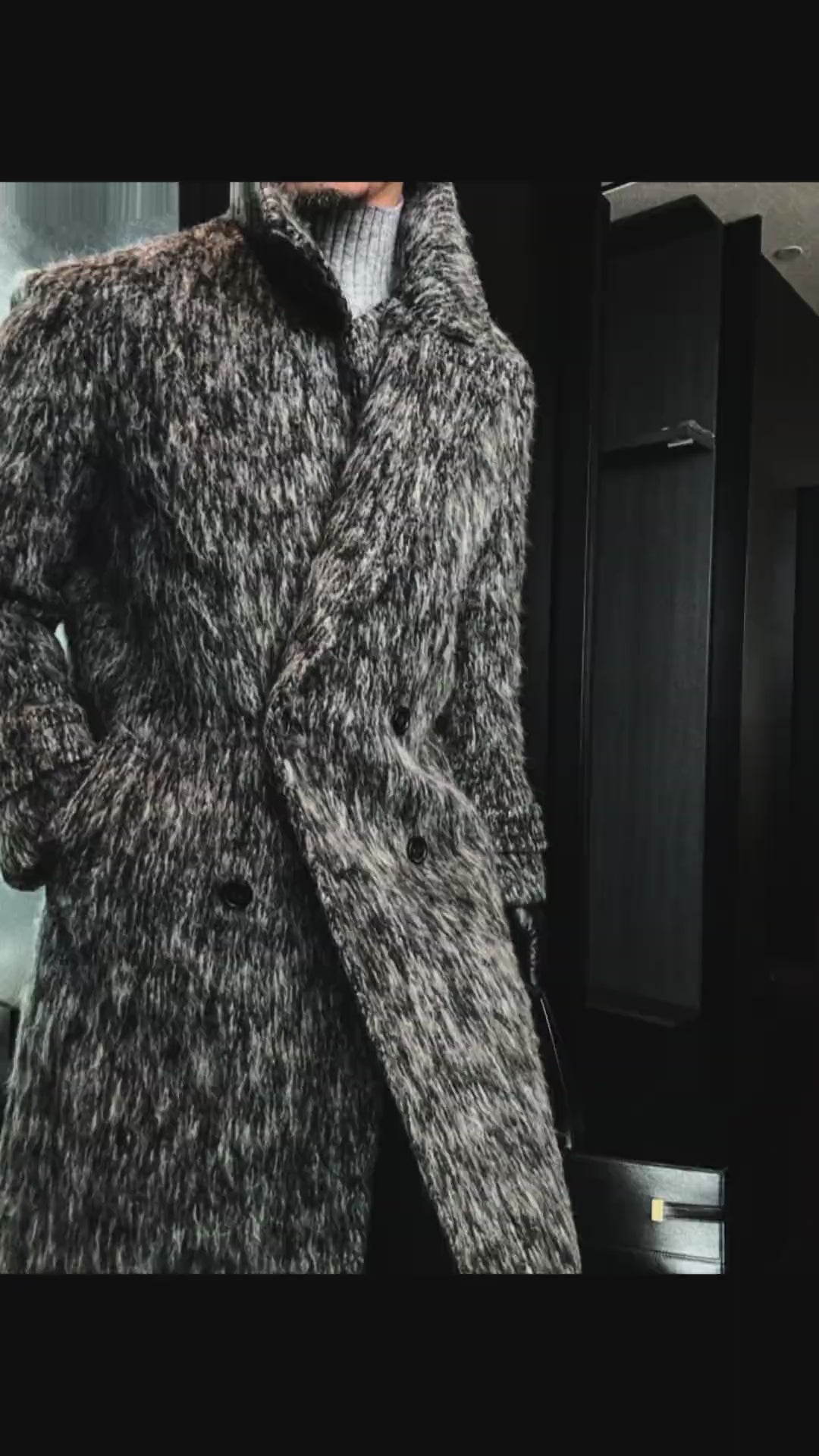 Men's double-sided woolen coat autumn and winter new double-row loose medium and long styles